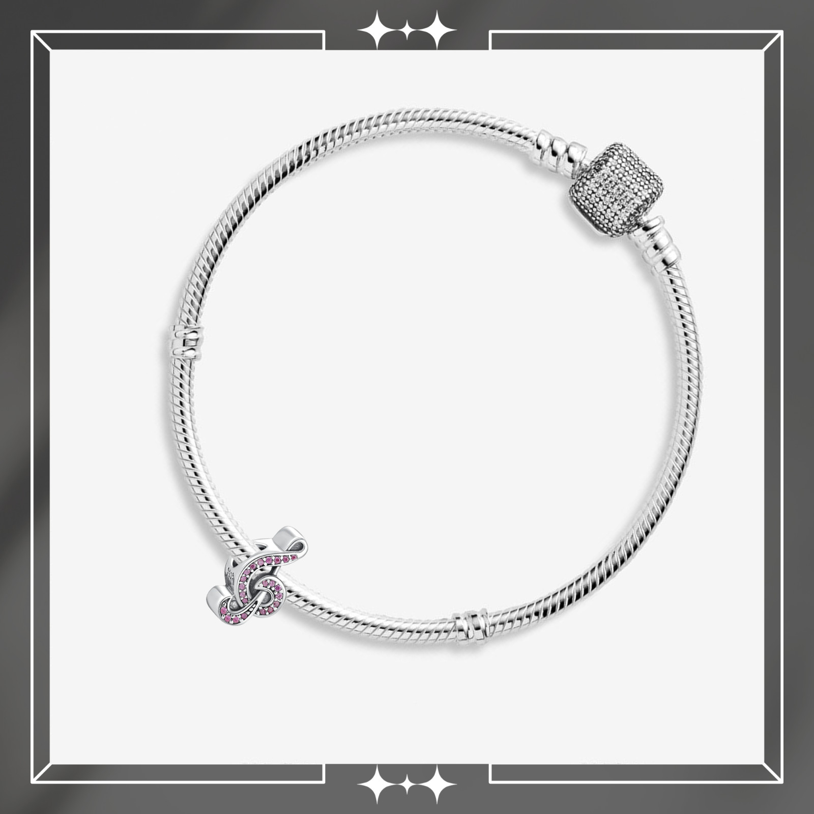 Pink Music Note Charm For Bracelet, Beaded Charm, Music Charm, Note Charm