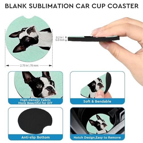Car Coasters for Cup Holders,2 Pack Car Coasters,2.75″ Universal Size 2pcs Dog