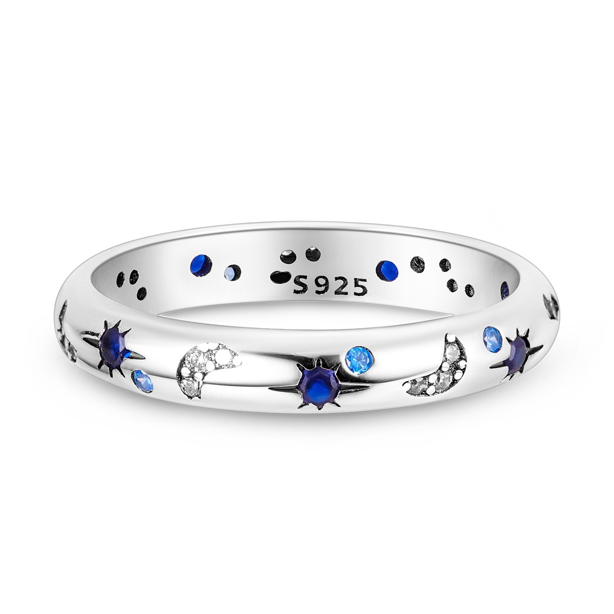 LAZA 925 Sterling Silver Brilliant Night Sky Finger Ring Blue CZ Women Jewelry
