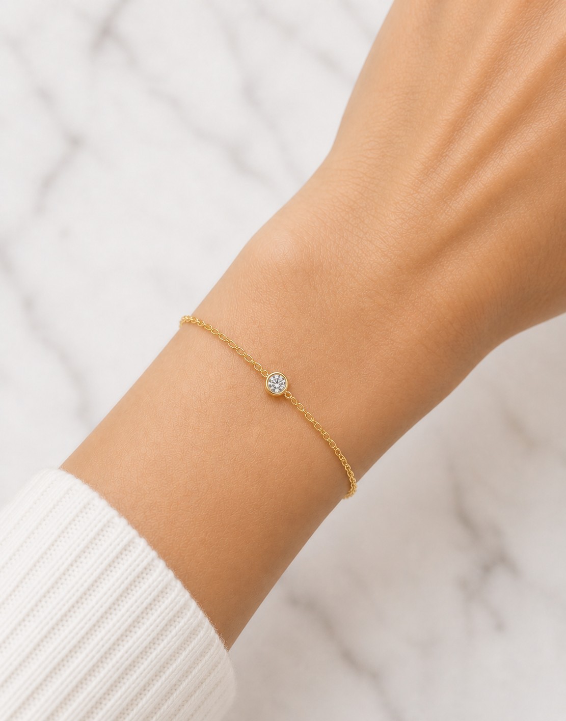 0.15 Carat Lab Grown Bezel Diamond Bracelet in 925 Silver