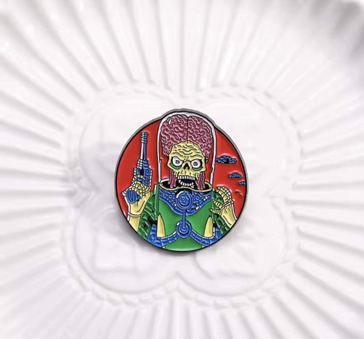 Mars Attacks Alien Style Pin Rubber Pin Backer Alien Brooch Nostalgic Enamel Pin