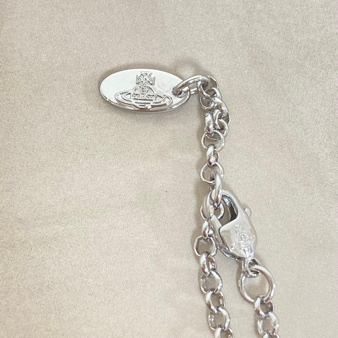 Vivienne Westwood Tiny Orb Necklace Ice Blue 2.3cm Silver with drawstring
