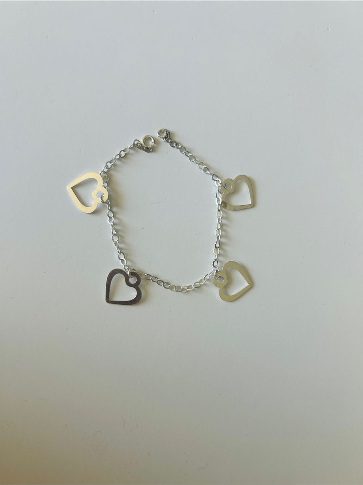 Taxco Mexico Ley .925 Sterling Silver Heart Charm Bracelet 18 CM 3.85 Grams