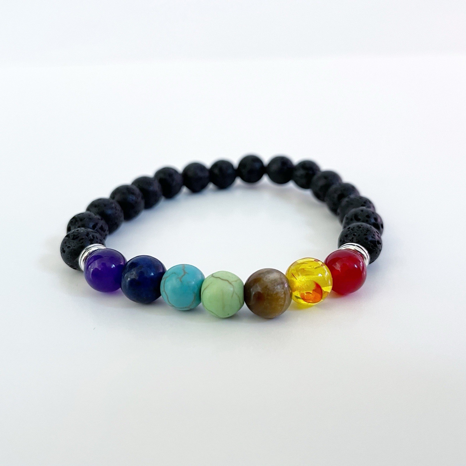 7 Chakra Lava Bead Bracelet – 8mm Crystal Bracelet – Genuine Gemstone Jewelry