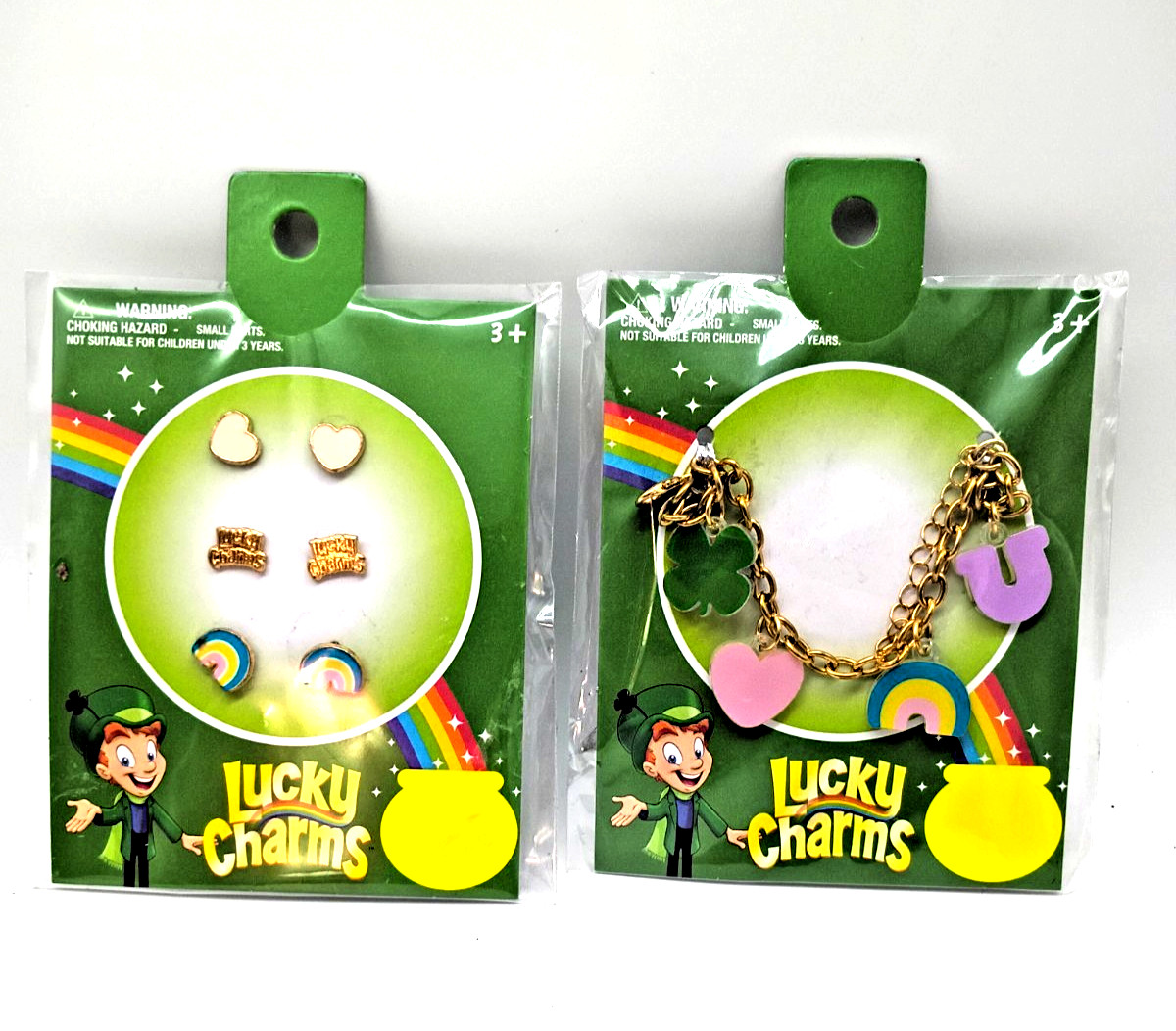 General Mills LUCKY CHARMS Cereal CHARM BRACELET & EARRINGS Set 3 Pairs New