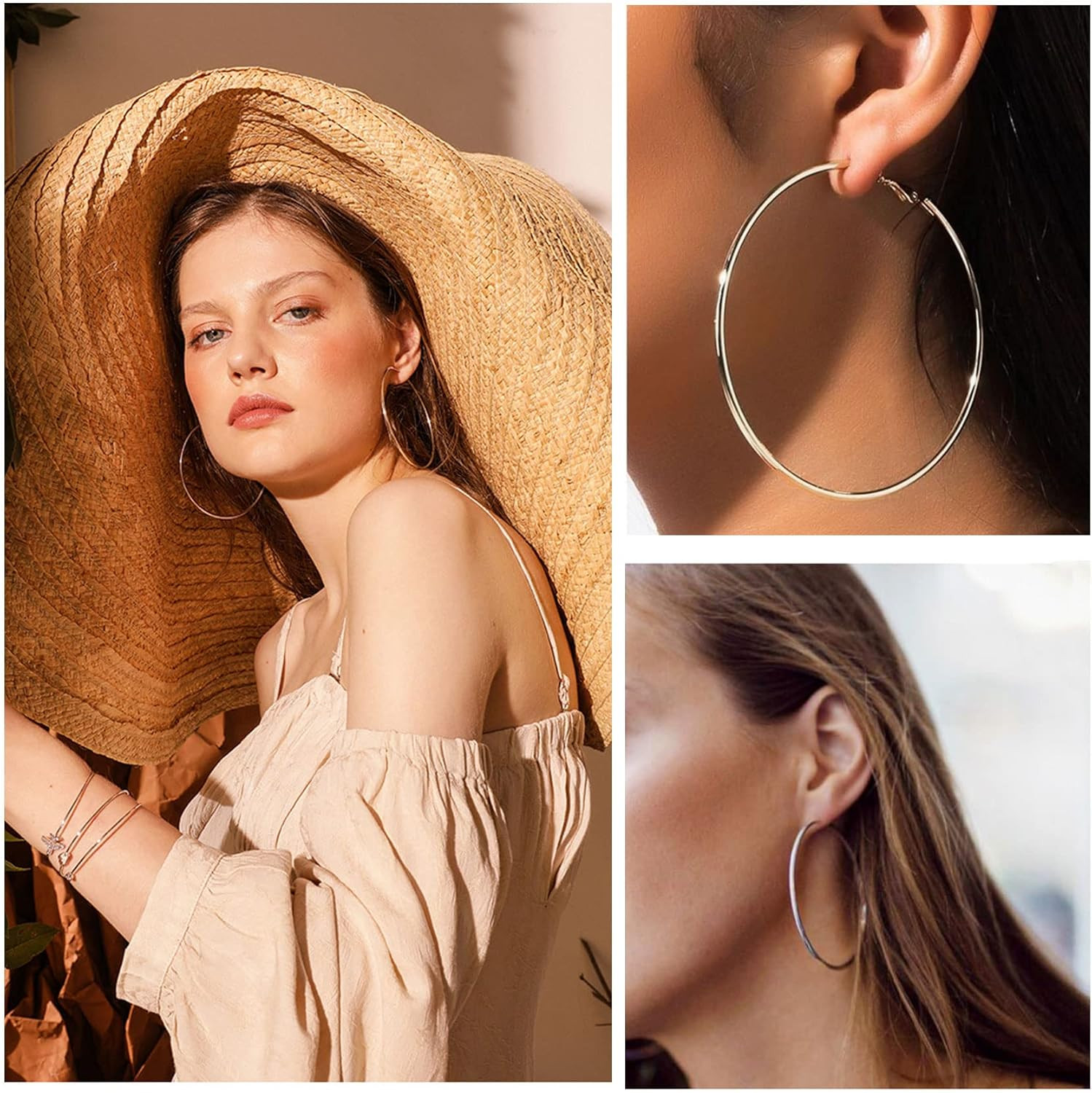 Silver Hoop Earrings Large 316L Stainless Steel Earrings Lightweight Silver Earr