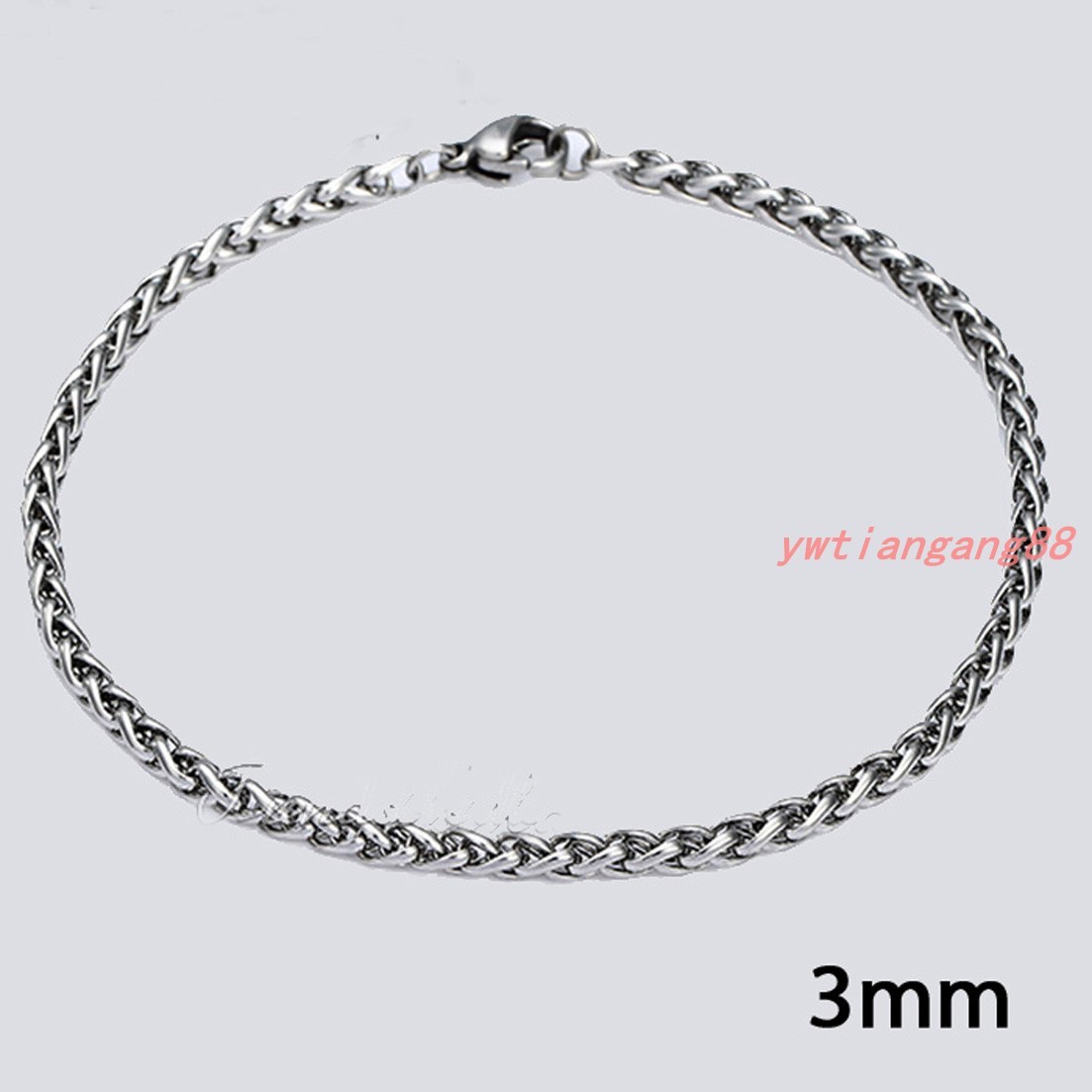 3/4/6/8mm Stainless Steel Wheat Link Bracelet Mens Chain Boys Fahsion Jewelry