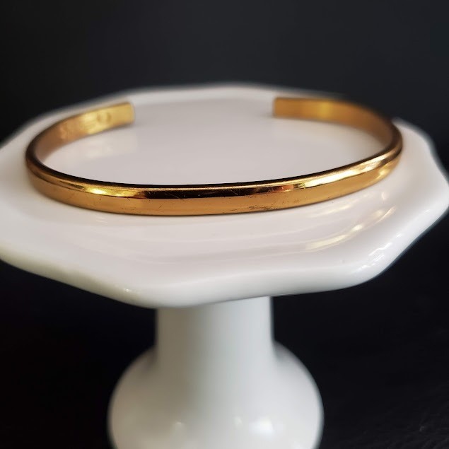 SERGIO LUB Cuff Bracelet Womens Gold Tone Signed Minimalist Open Bangle