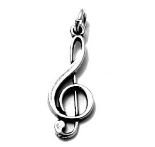 Guaranteed Genuine 925 Sterling Silver Treble Clef Music Charm Pendant