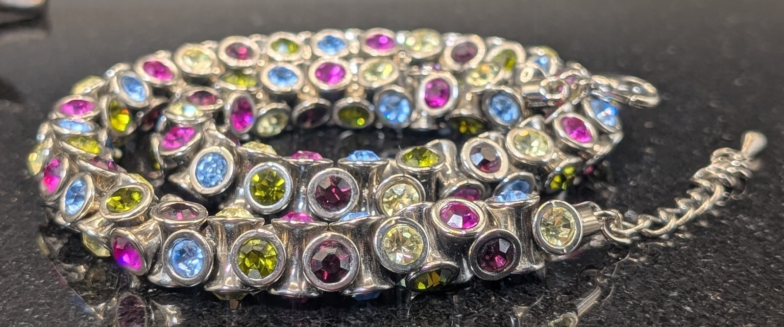 Multicolor Crystal NECKLACE; Extremely Rare in the US 15″ plus 2″ Extension