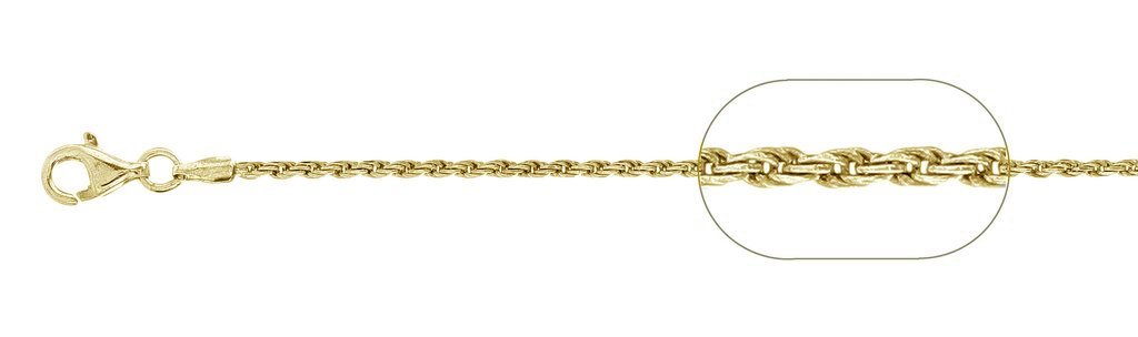 035-1.6MM Yellow Gold Plated Rope Chain .925 Solid Sterling Silver