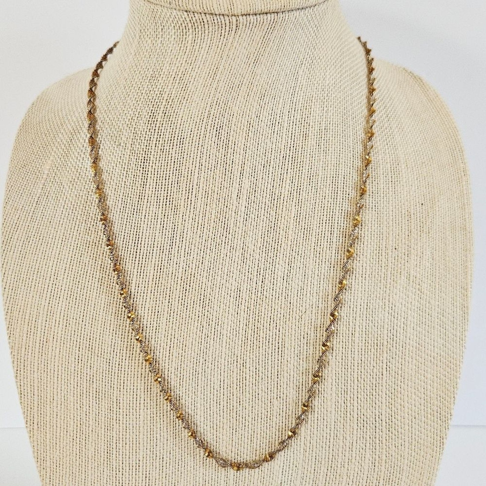 Vintage Danecraft Italy Sterling Silver 925 Two Tone Twist Herringbone Necklace