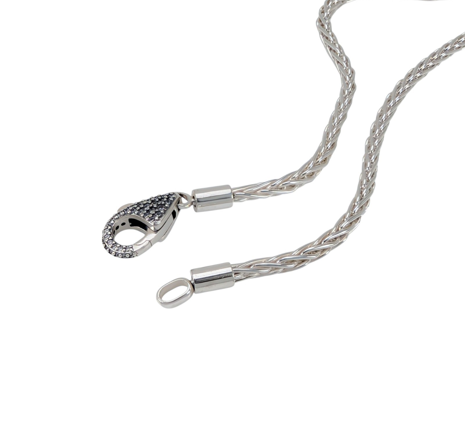 NEW 100% Authentic PANDORA 925 Ale Pave Clasp Foxtail Chain Necklace 394463C01
