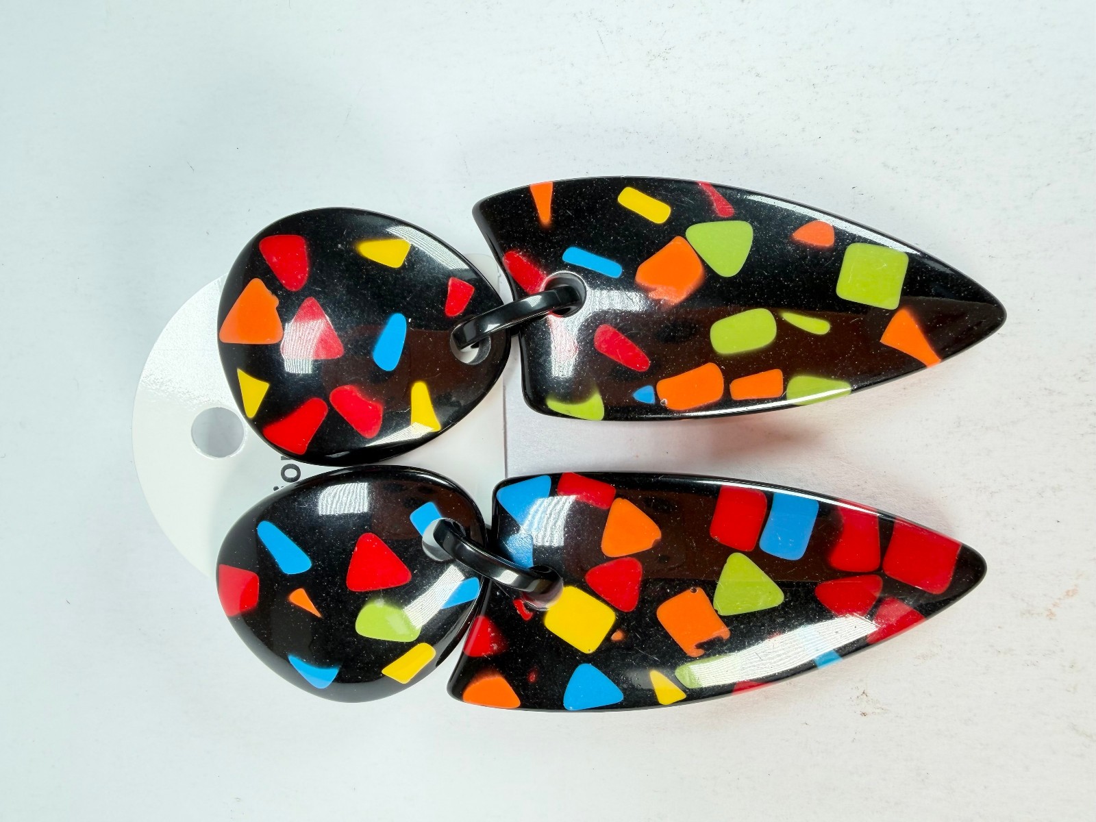 Marion Godart Confetti Art-Deco Mix Dome & Pendant Resin Clip On Earrings