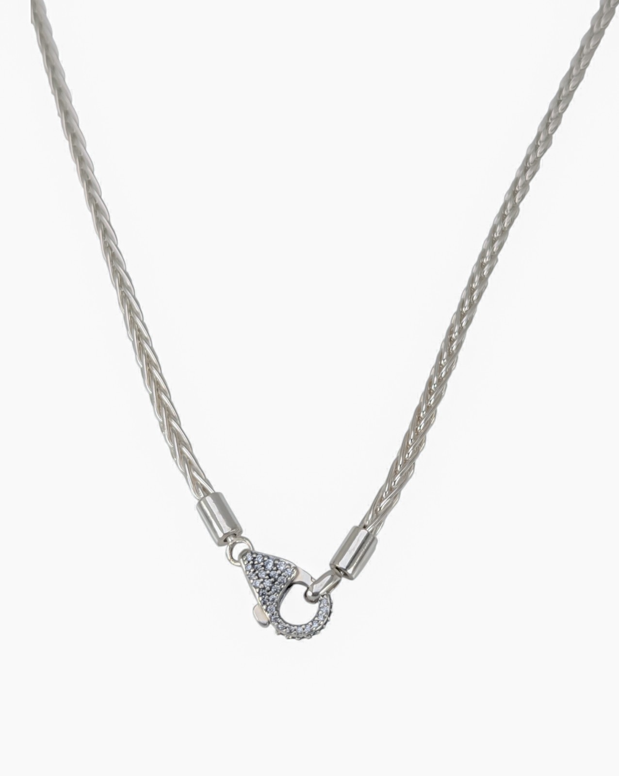 NEW 100% Authentic PANDORA 925 Ale Pave Clasp Foxtail Chain Necklace 394463C01