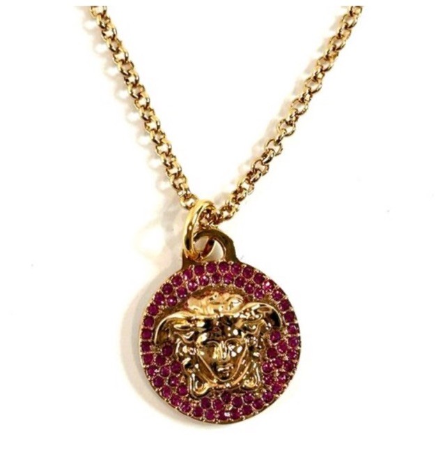 New Versace Necklace Metal+stras Gold $650 Retail Authentic
