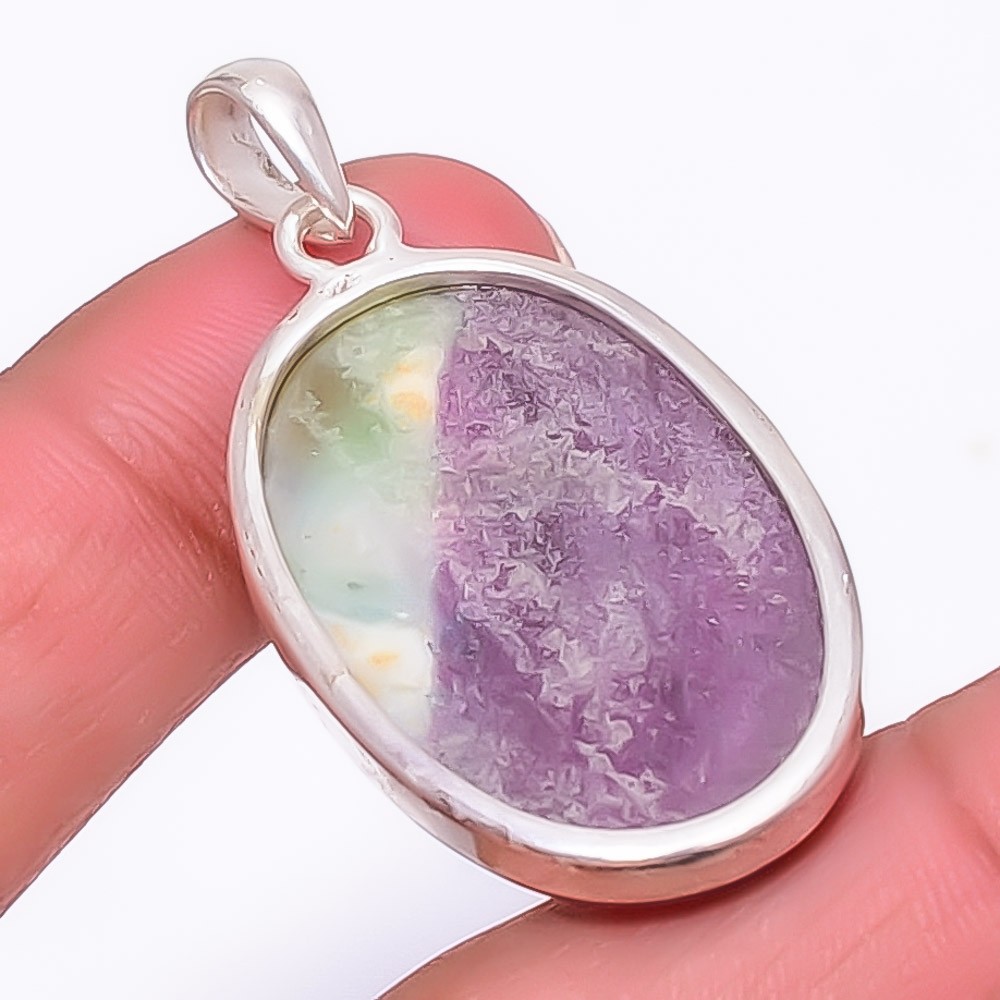 Ruby With Zoisite- Longido Mines Gemstone 925 Silver Pendant 1.91″ A2