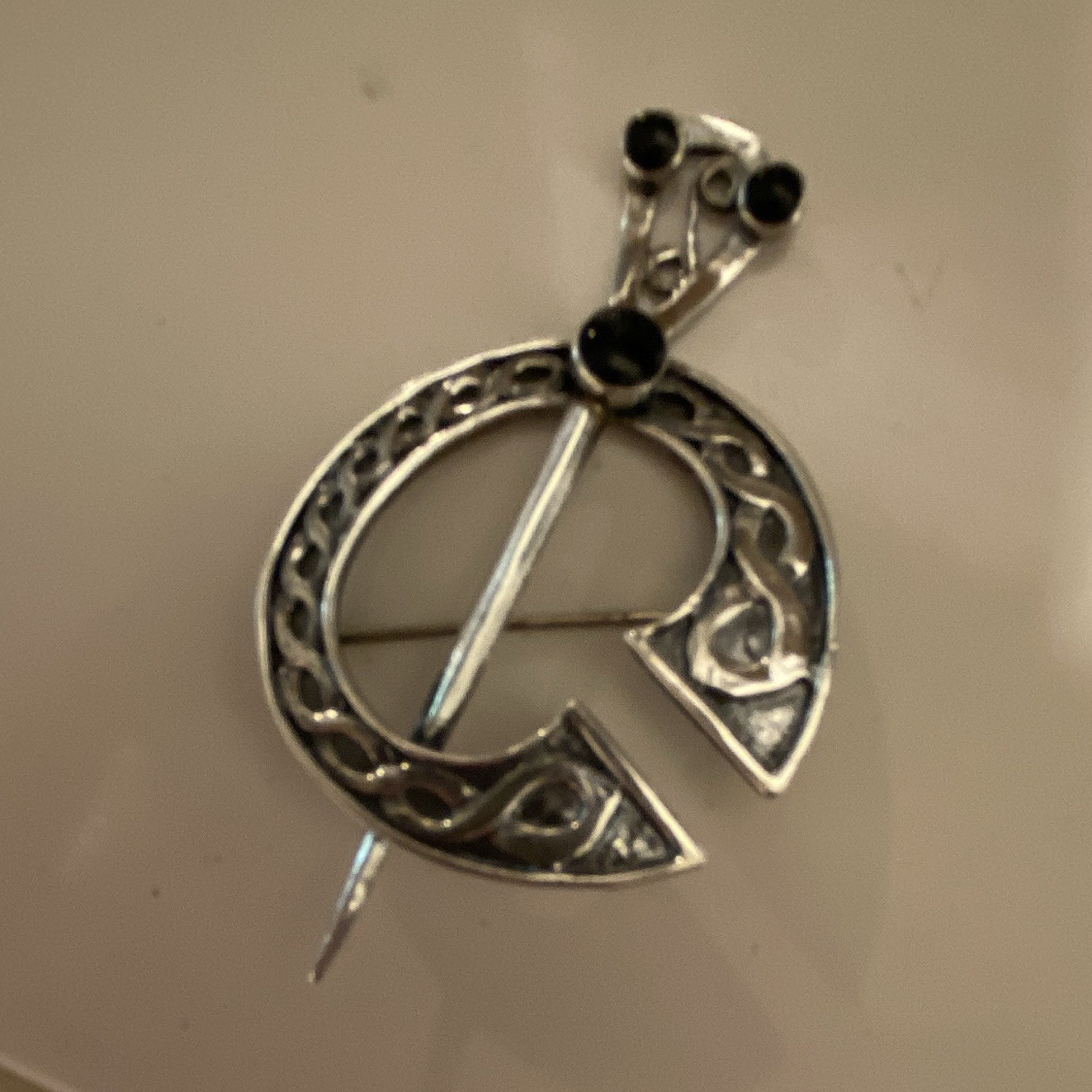 Sterling silver Penannular Celtic brooch pin
