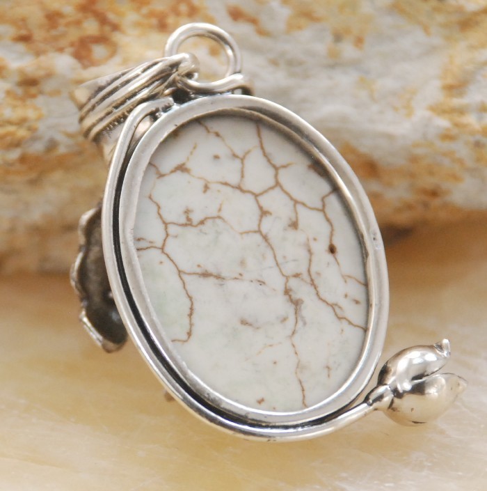 Fancy Green Turquoise Gemstone Handmade silver pendant Jewelry P133