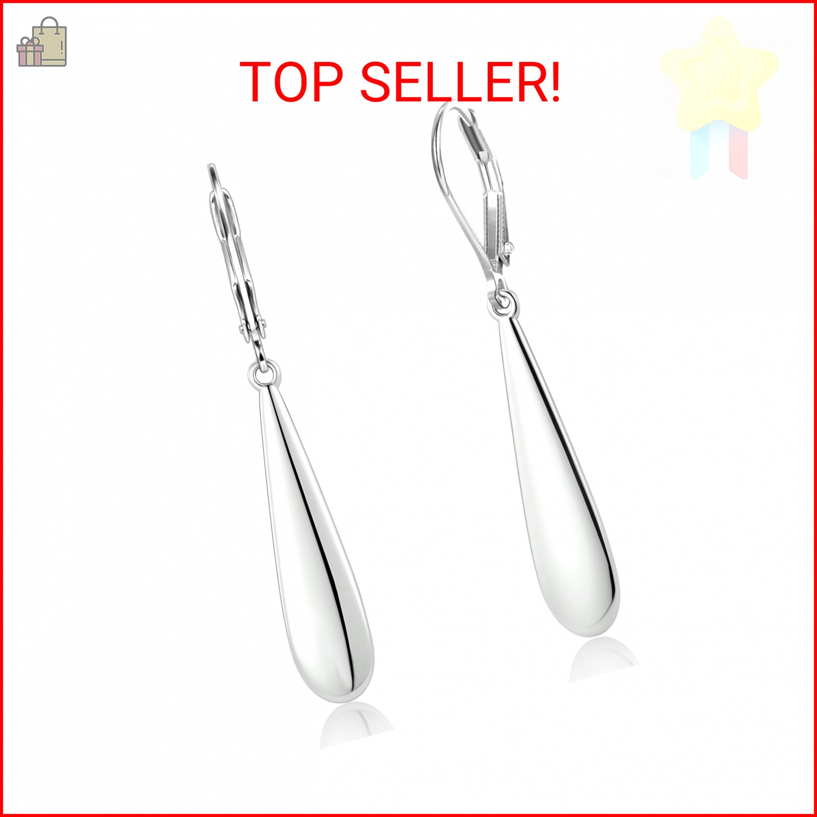 Sterling Silver Long Teardrop Dangle Earrings for Women Hypoallergenic Drop Leve