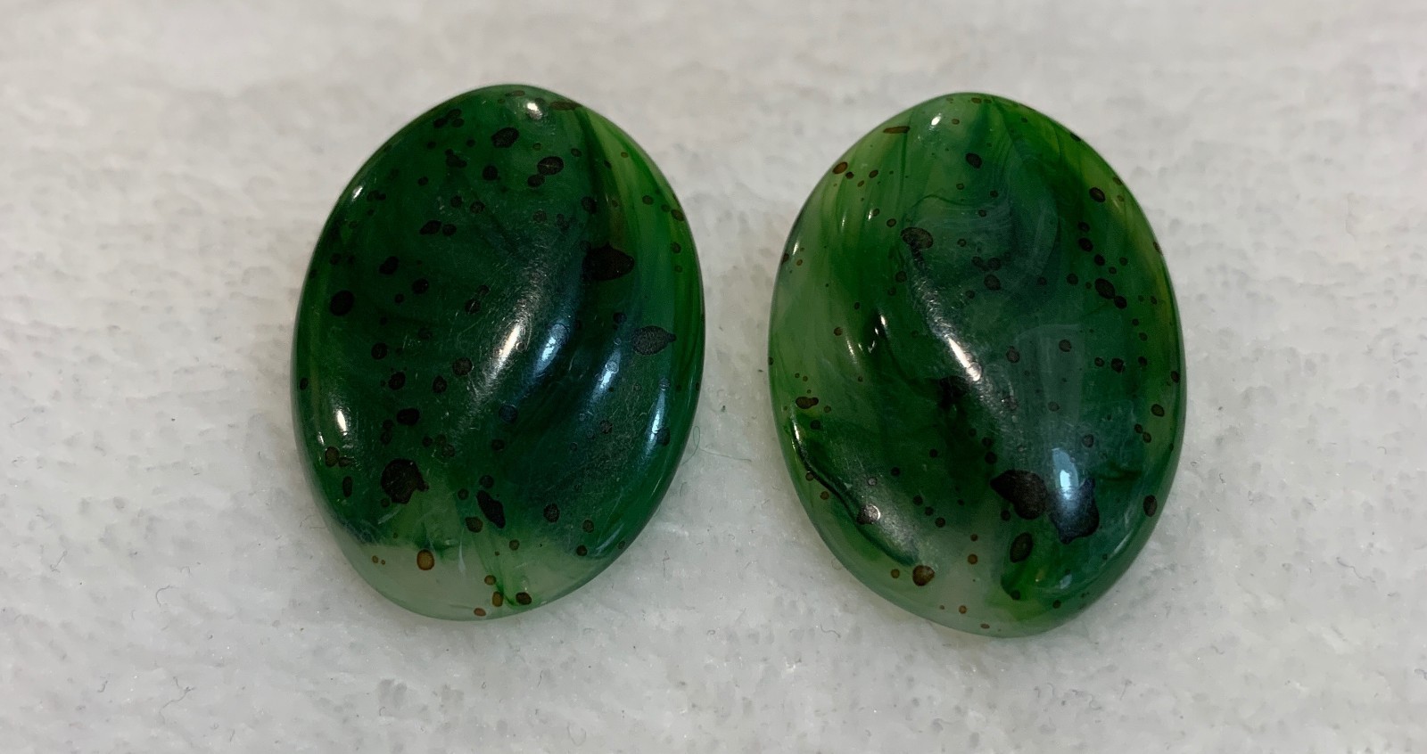 Vintage Dark Green Translucent Acrylic Resin Clip On Earrings