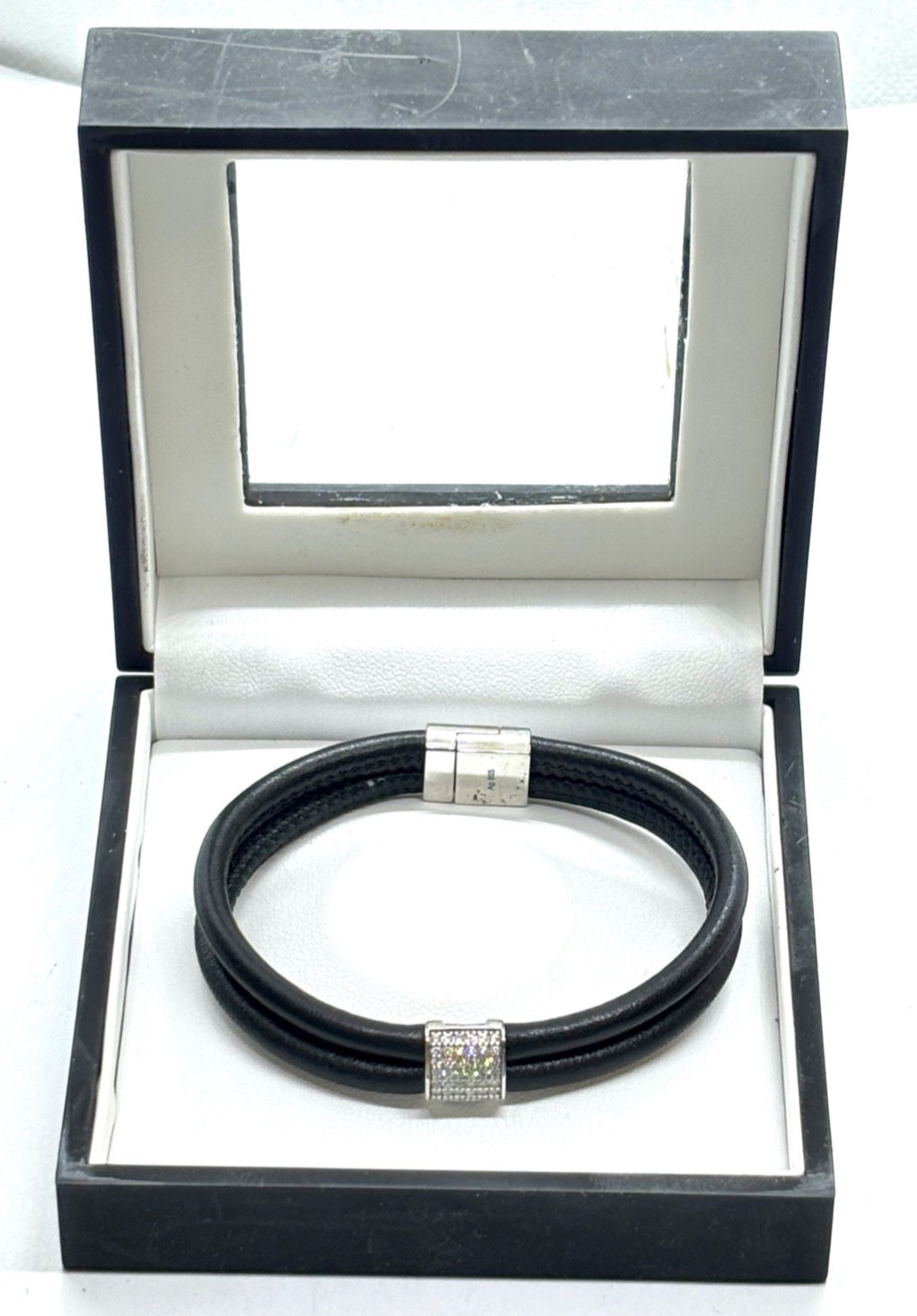 Sif Jakobs Sterling Silver Leather Bracelet 18.5cm With Magnetic Closure