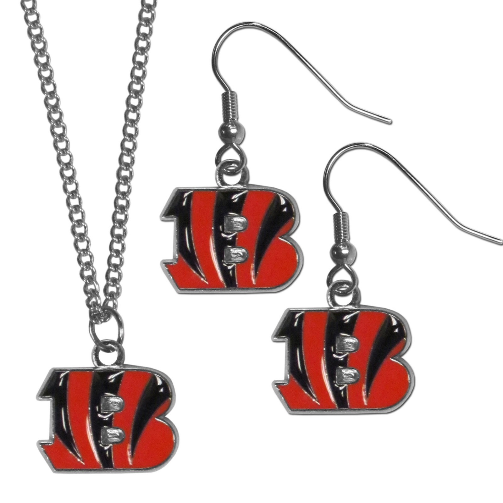 NFL Dangle Earrings & Chain Necklace Set for Unisex Adults – Sports Jewelry Gift