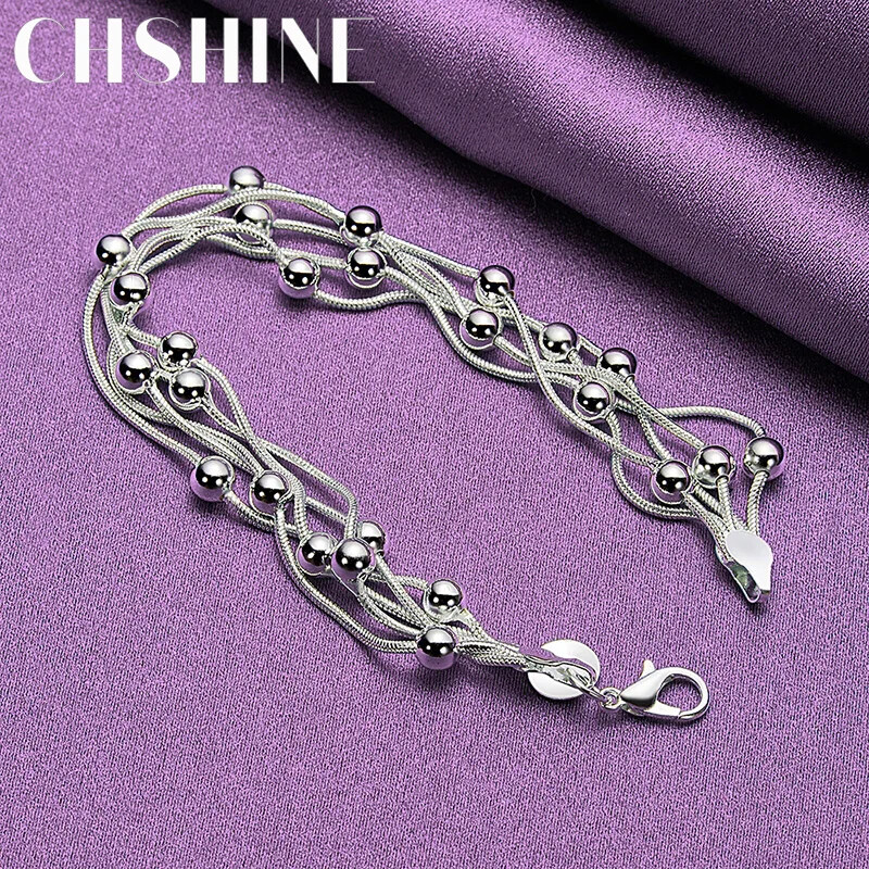 CHSHINE 925 Sterling Silver Five Snake Chain Bracelet Fashion Charm Jewelry