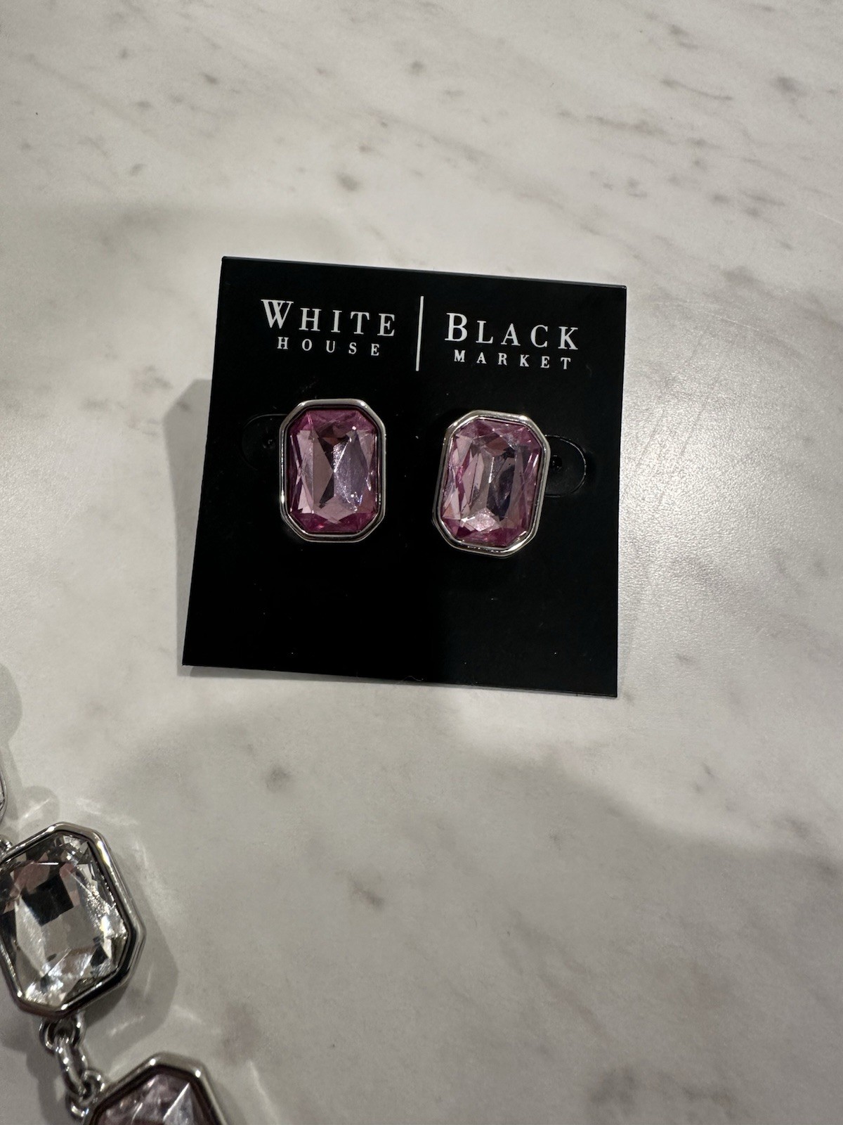 White House Black Market Silver-Tone Pink Crystal Collar Necklace