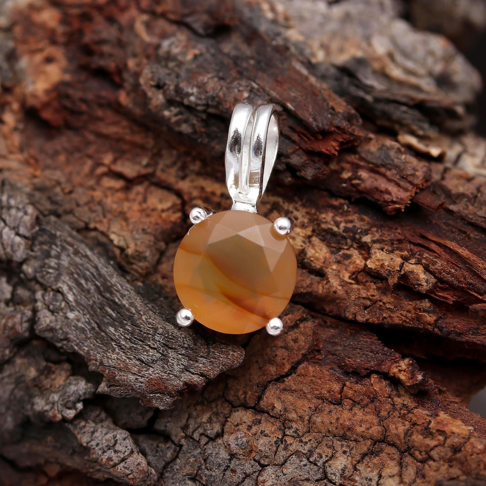 Natural Montana Agate Round Pendant 925 Sterling Silver Jewelry Gift For Lovers