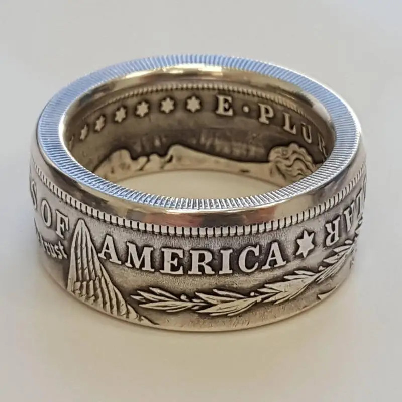 Silver Dollar Coin Ring Size 6-13 Handmade Crafted Rare Silver Morgan Men Rings