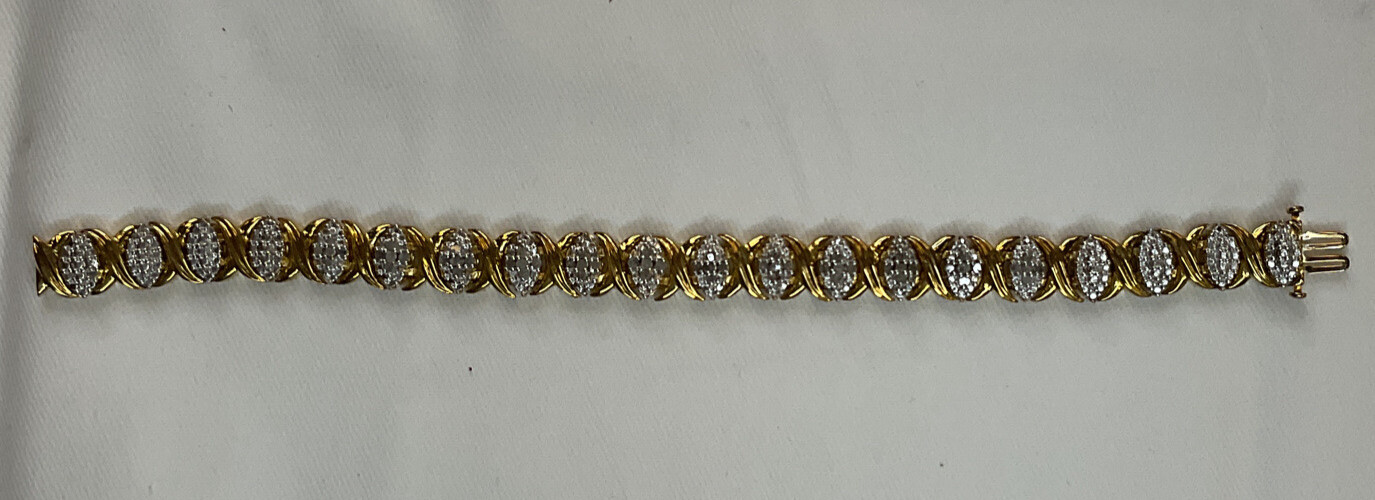 Eternal Treasures Gold Over Silver Diamond Accented Bracelet $310 – New