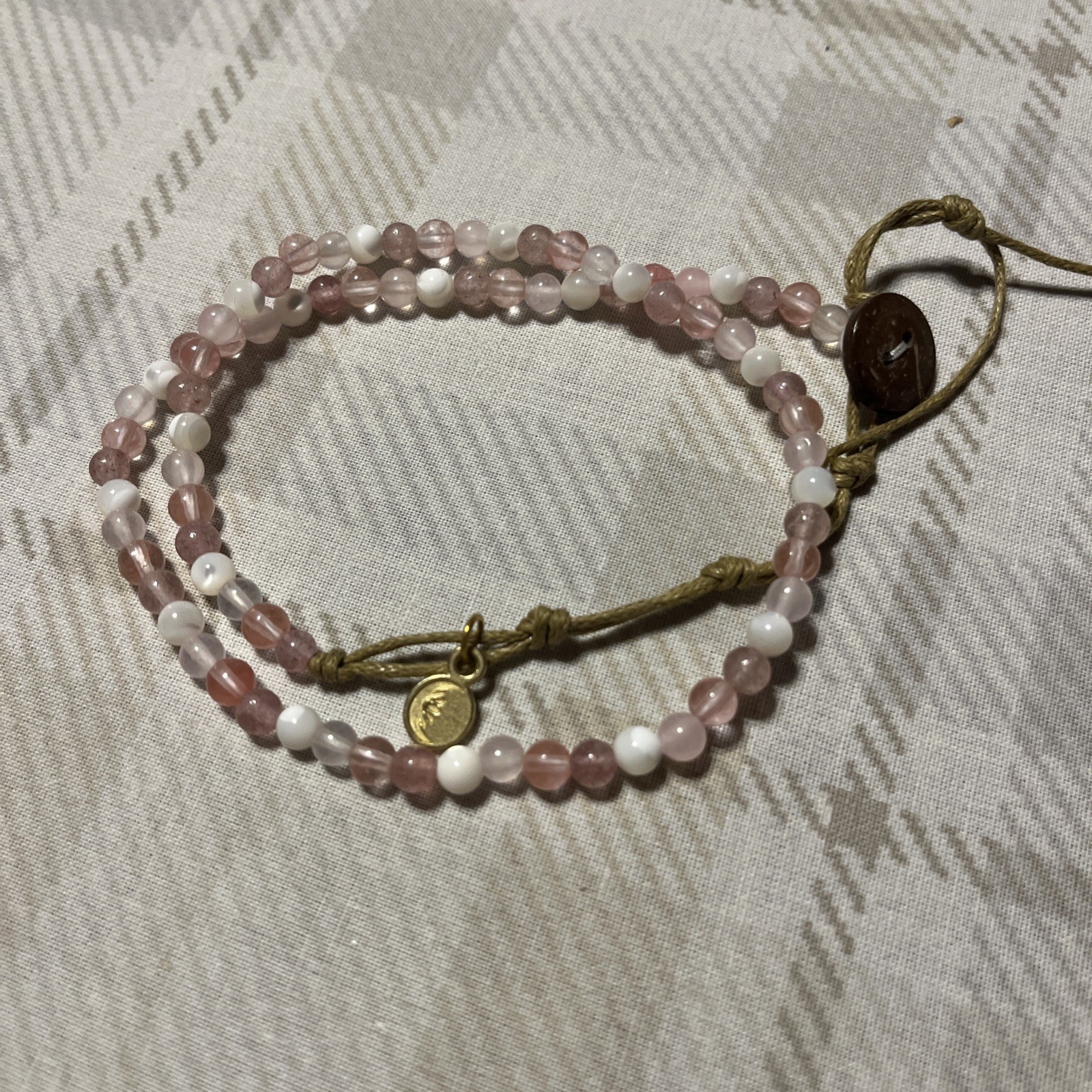 Lotus and Luna Multi Gem Stone Pink & White Wrap Bracelet/Necklace 17″