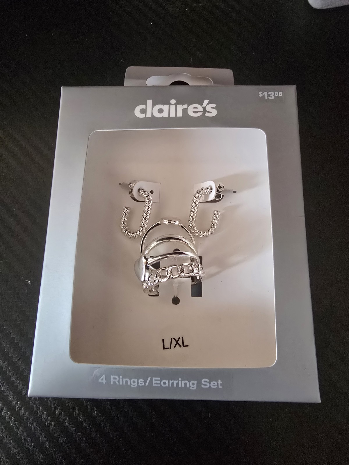 New 4 Rings/Earring Set from Claire’s L/XL