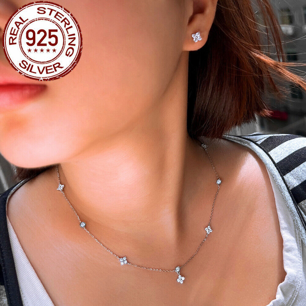 925 Sterling Silver Round Pendant Necklace Earrings Fashion Brand CZ Jewelry Set