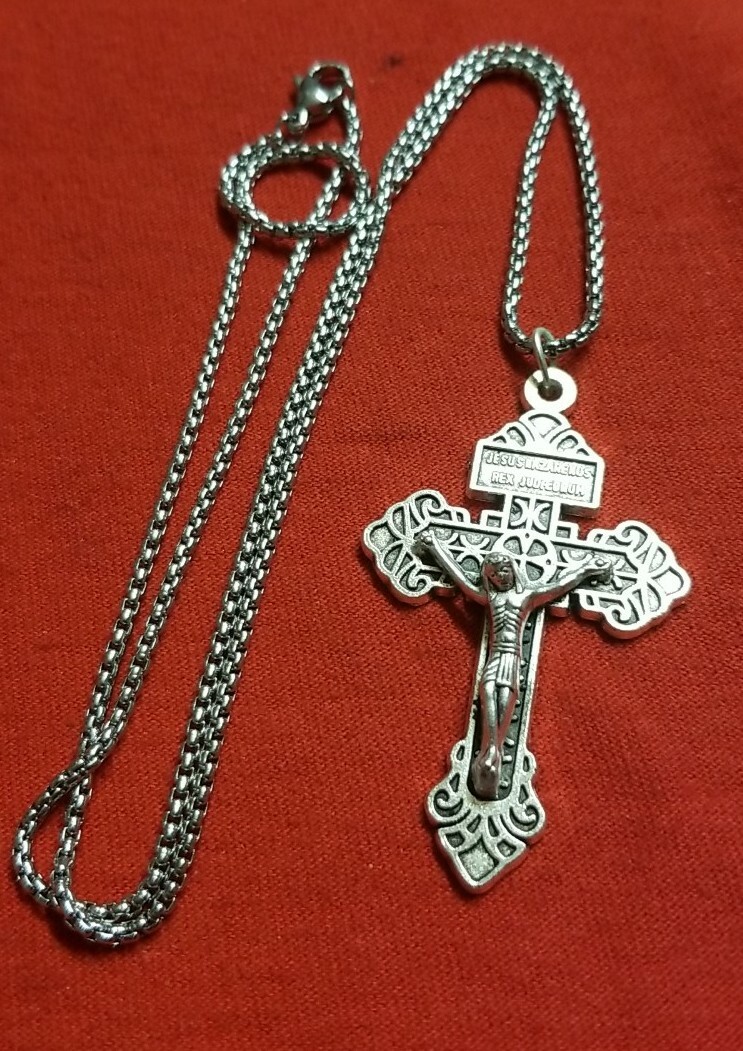 CHRISTIAN.CATHOLIC Cross Pendant with 22 ” chain, Stainless steel