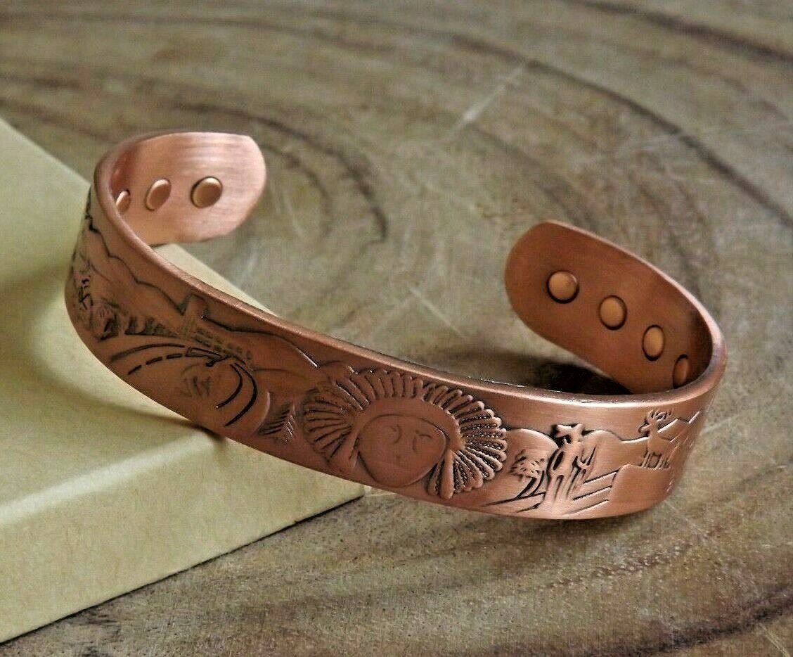 Copper Magnetic Bracelet – Arthritis Pain Therapy Energy Cuff – Native American