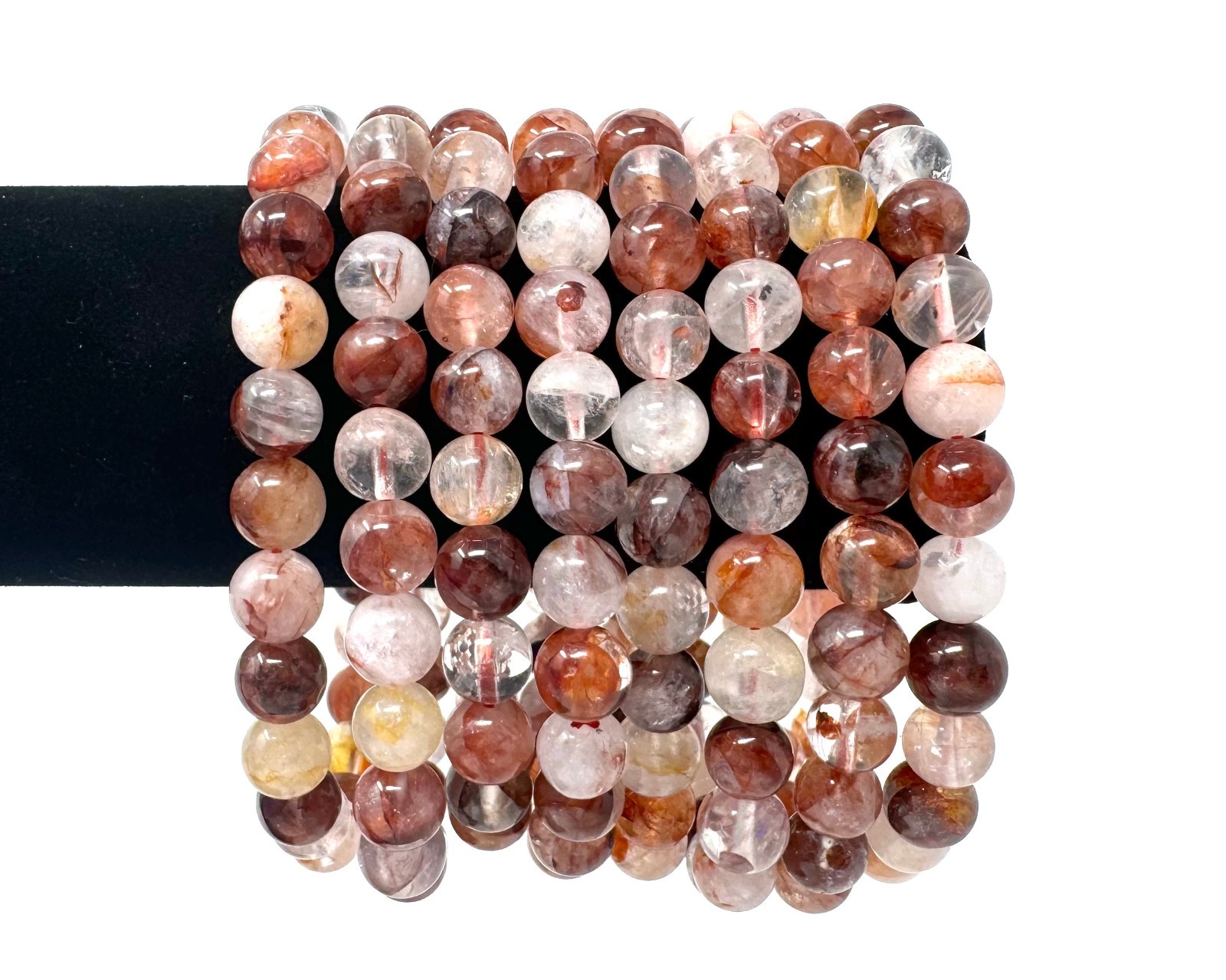 Fire Quartz Bead Bracelet – 8mm Crystal Bracelet – Genuine Gemstone Jewelry Gift
