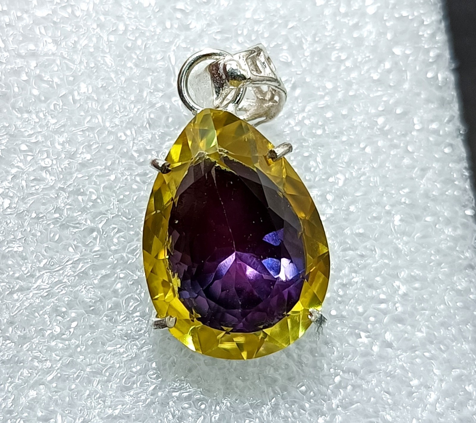 Bi-Color Rare Pitambari Sapphire Pear Natural 39.55 Ct 925 Silver Pendant Gem
