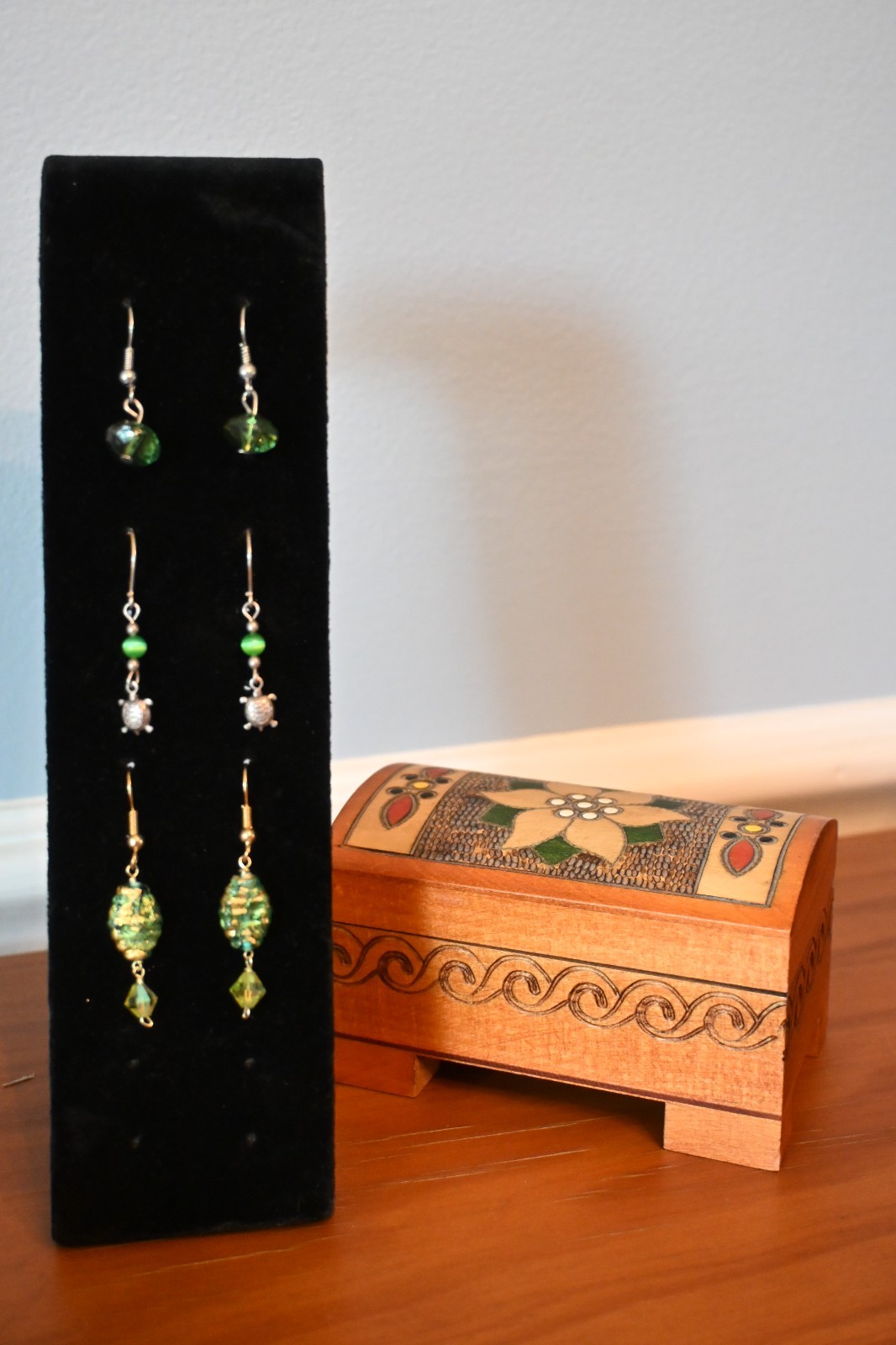 Set of Three Vintage Green Earrings