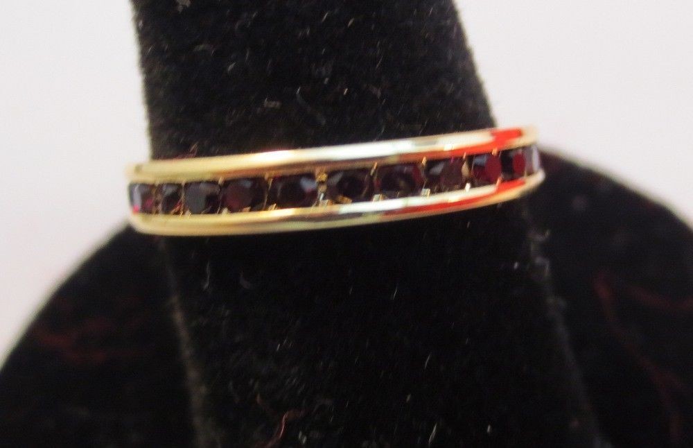 14 KT GOLD PLATED ETERNITY WEDDING CRYSTAL STACKABLE BIRTHSTONE RINGS-FROM 5-10