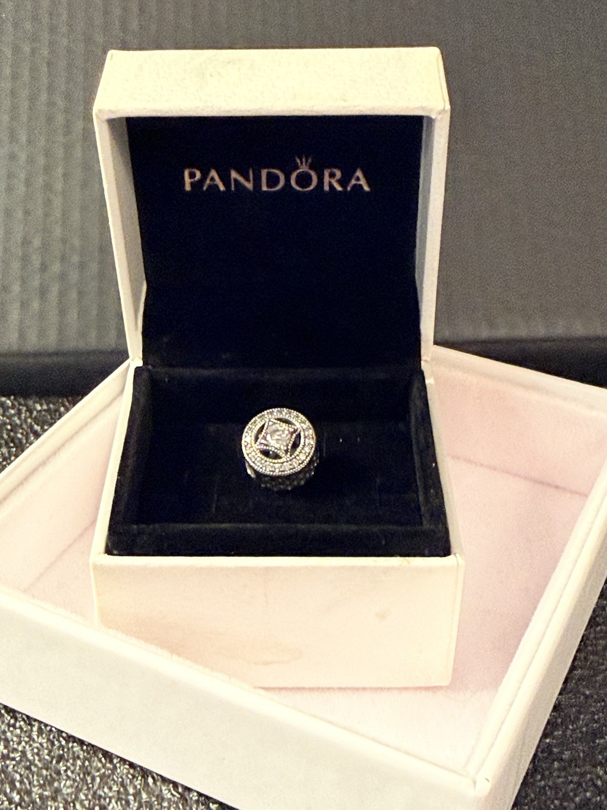 Authentic PANDORA Sterling Silver Vintage Allure Charm #791970CZ. **Retired**