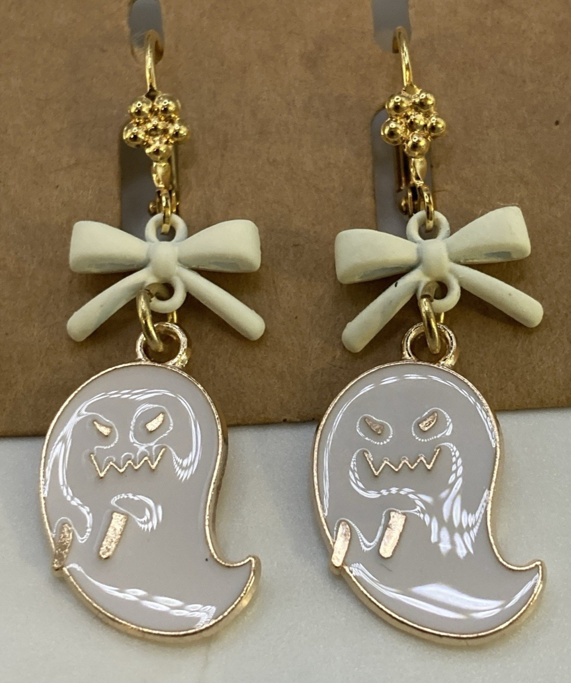 White & Black GP & Enamel Variety Ghost & Bat Dangle/Drop Earrings, Set 3 Pair