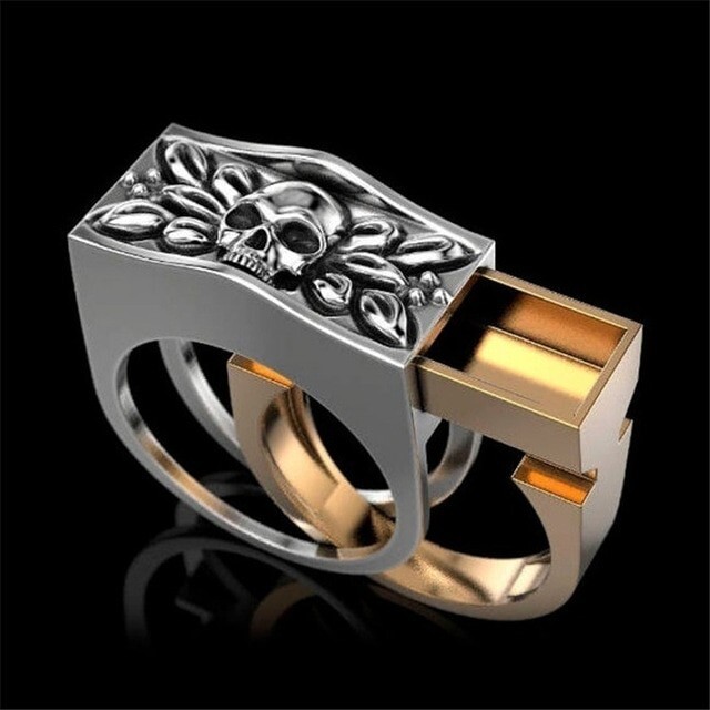 stainless steel Skull Viking Nordic Mythology Men Ring USA size 9