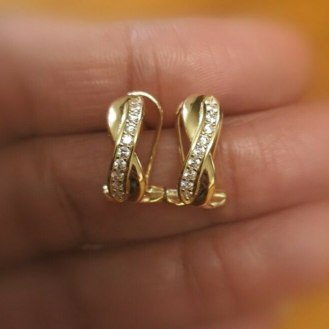 1/2 Ct Hoop Earrings Women’s Earrings Simulated Diamond 14K Gold Plated Silver