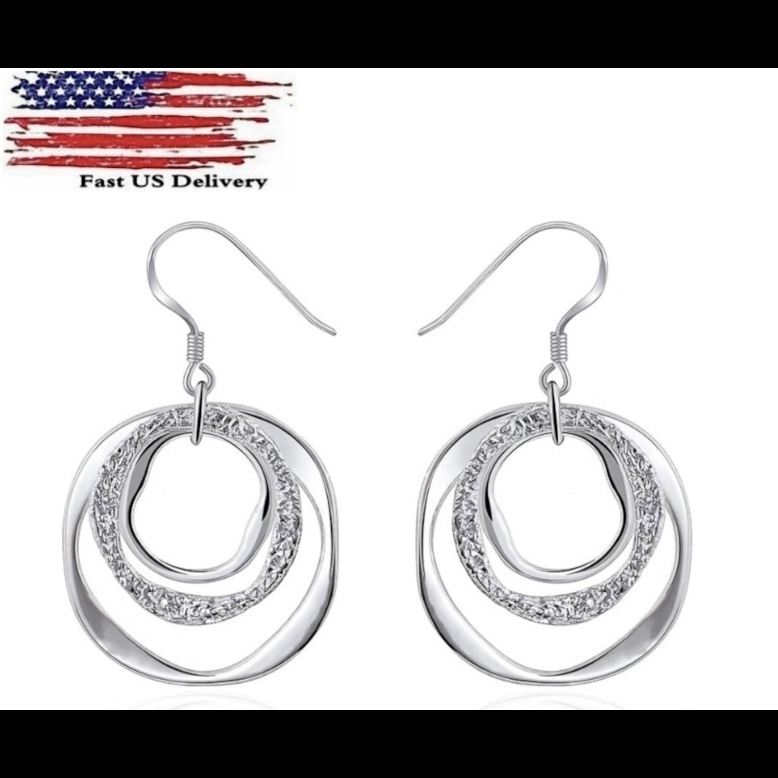Earrings 925 Sterling Silver Filled Women’s Elegant Round 2cm Studs Pierced A2