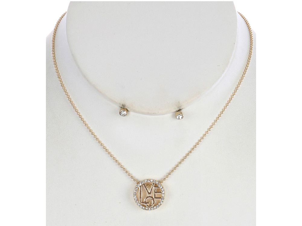 Cutout Letter Raised Metal Pendant Necklace and Earring Set ~ Great Gift Idea!