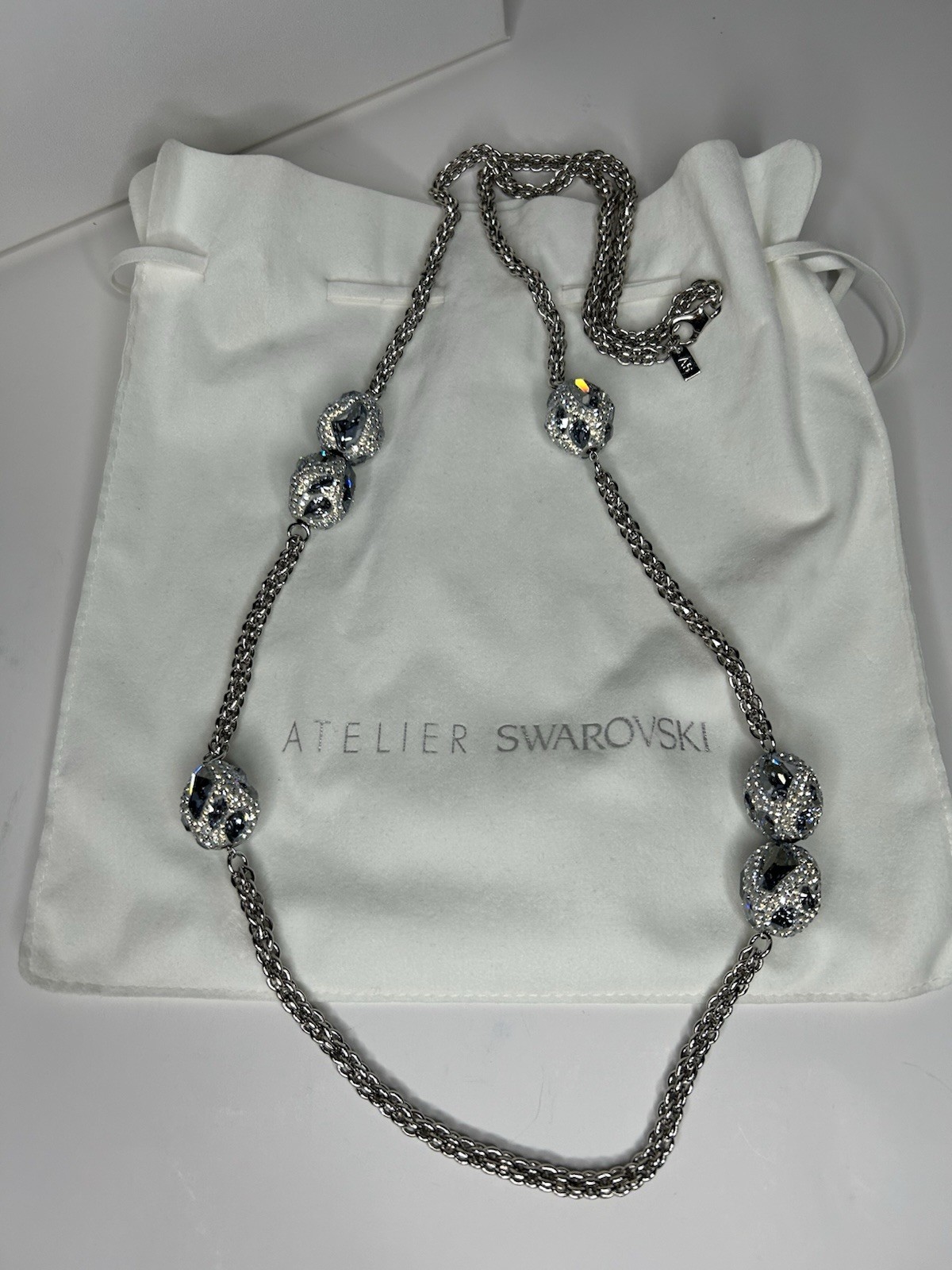 Atelier Swarovski Moselle Strandage Necklace – Palladium Plated & Crystal