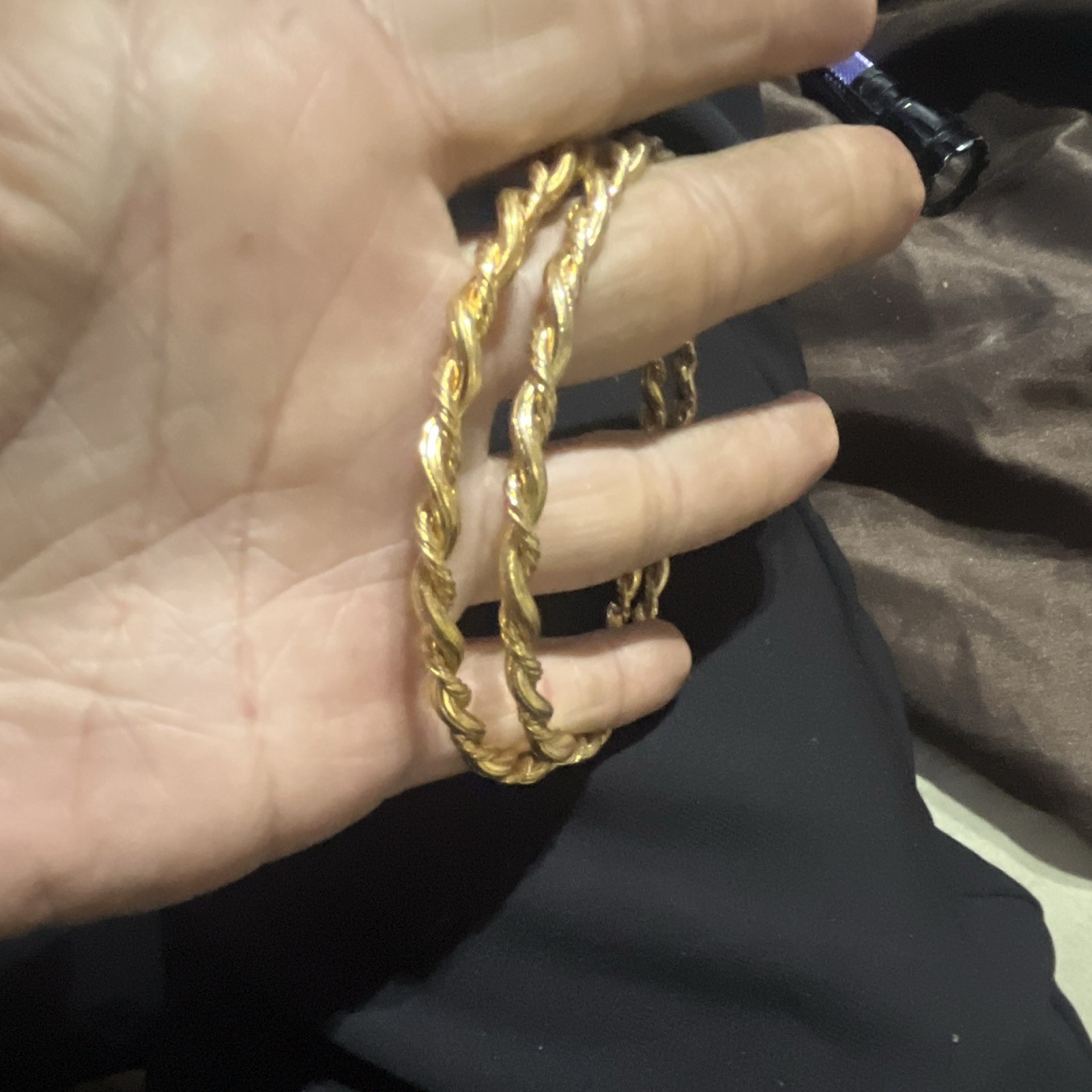 Vintage Gold Tone Rope Twist Bangle Bracelets Set of 2 No Clasp Metal