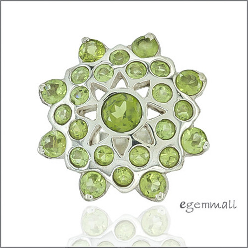 6.0ct Peridot Gemstone In Sterling Silver Heavy Cocktail Ring Size 9 #91038